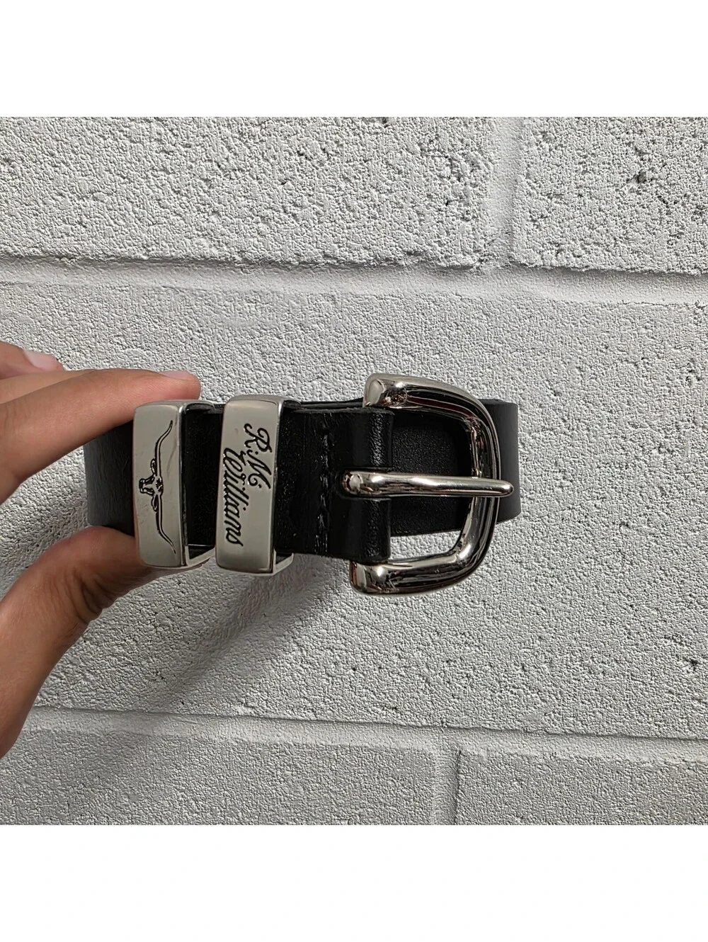 RM Williams Black Leather Belt Size 44 440 Australia Longhorn Buckle Western